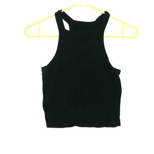 Black Ribbed Racerback Crop Top